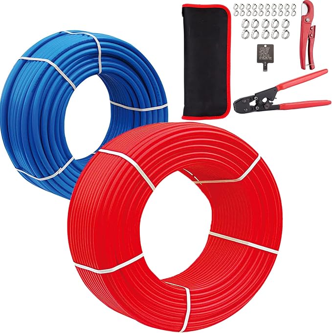 PEX-B Pipe/Tool Kit,1/2"200FT PEX Tubing | Crimping Tool,Cinch Clamps,Cutterfor Potable Hot/Cold Water Plumbing Application