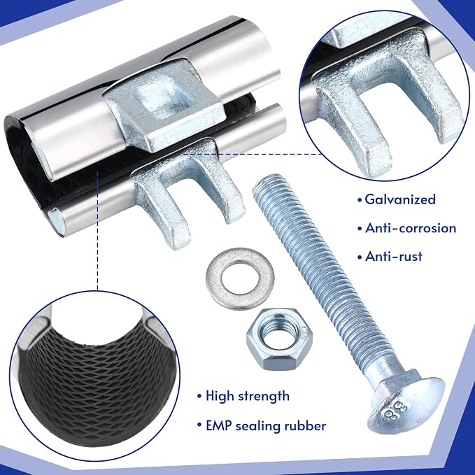 Tandefio 2 Pcs IPS Pipe Repair Clamp 304 Stainless Steel Pipe Clamp Patching and Repairing Leaky 3 Inch Length Suitable for Coppe Galvanized Steel(3/4 Inch)