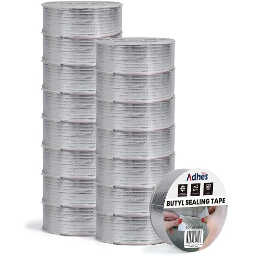 Adhes Butyl Sealing Tape Waterproof Tape 2 inch x 33feet | Waterproof Rubber Adhesive Repair Tape for Roof, Window, RV, Pipe, Gutter & Leak Fixing 16Rolls