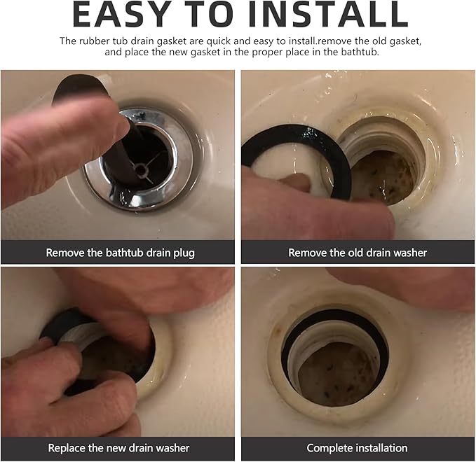 1-3/4-Inch by 2-3/8-Inch Rubber Gasket for Tub Drain Shoe Tub Overflow Silicone Drain Stopper Gasket, Used to Prevent Leakage & Impact Silicone Bathtub Drains Seal, 5Pcs
