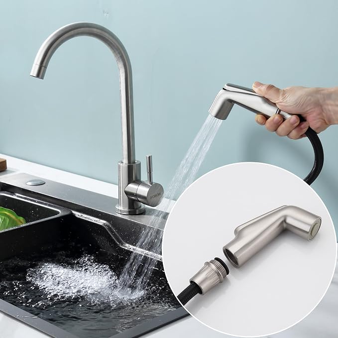 Kitchen Sink Sprayer Replacement,Universal Fit Sink Spray Attachment,Sprayer For Kitchen Sink,Kitchen Faucet Sprayer Replacement Compatible With Delta, Moen, Kohler OEM Brand(Brushed Nickel)