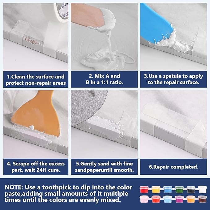 Kalolary Tub and Fiberglass Shower Repair Kit, 3.6oz Porcelain Repair Kit