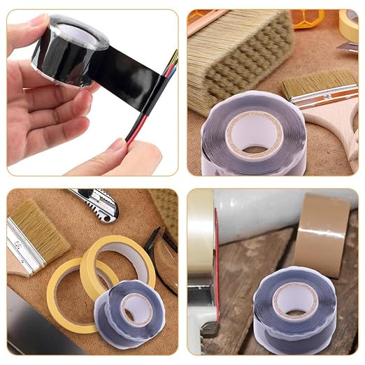 SOLUSTRE 1roll Self- Silicone Tape Adhesive Seal for Electrical Wire Wrapping Automotive Household Use