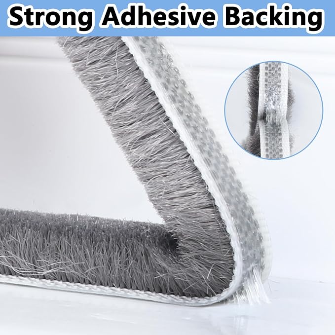 Brush Weather Stripping Door Window Seal,2 Pack 0.2"x 0.4" x33FT | Felt weather stripping,door sweep,sliding glass door applicable,soundproof,door frame sealing,windproof weatherstripping