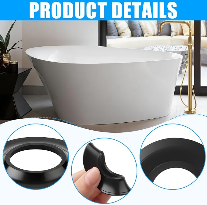 37680B Tub Stopper Gasket for Tub Drain Assemblies, Black, 2-Pack