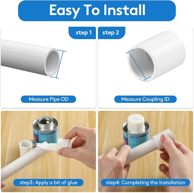 12 pcs 1/2" PVC Coupling Pipe Fittings (Socket x Socket) Schedule 40 PVC Fittings used For Plumbing and Irrigation