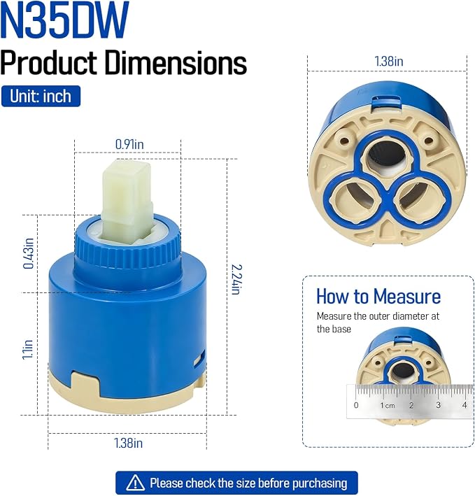 N35DW 35mm Ceramic Faucet Cartridge,For Kraus Faucet Replacement Parts
