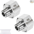 M METERXITY 2-Pack Garden Hose Adapter, Stainless Steel 3/4" NPT Female x 3/8" NPT Male Threaded Connector with Sealing Tape Garden Hose Convert Fitting for Pipe Fitting/Shower
