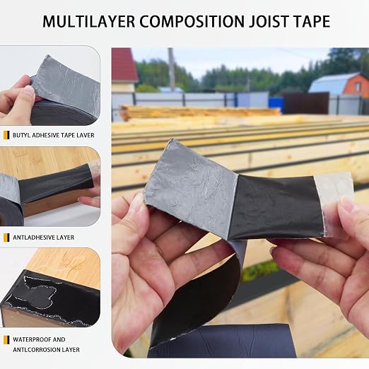Joist Tape for Decking 16Pack, Weather-Resistant Deck Joist Tape 2 inch, Waterproof and Anti-Corrosion Joists Deck Tape,Self-Adhesive Flashing Joists Tape for Wood Decks Beams Roof