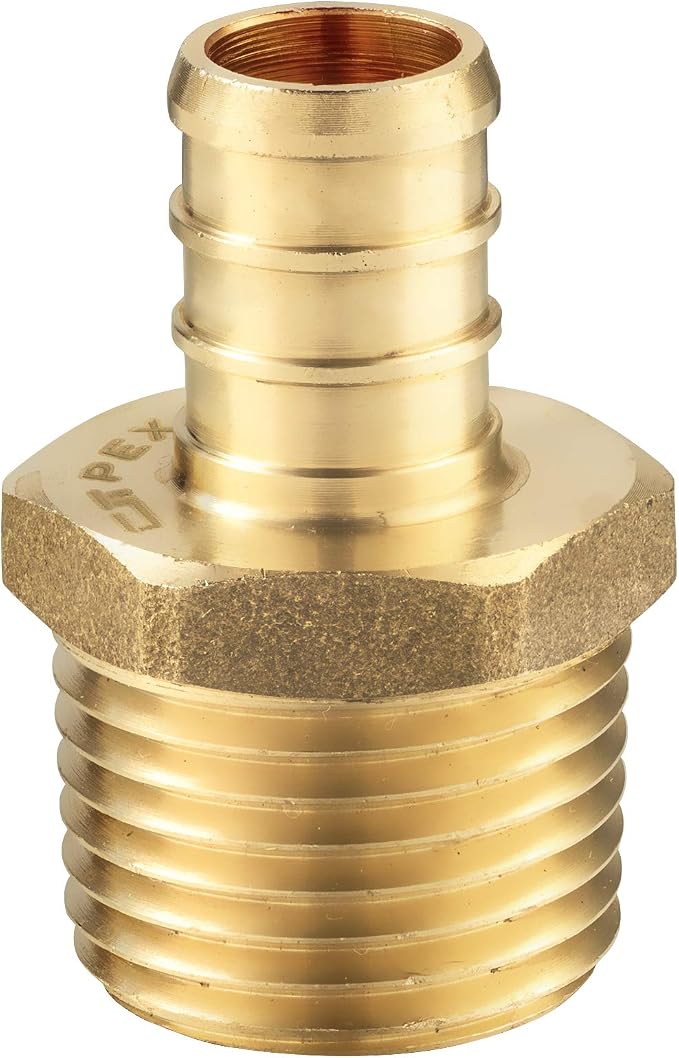 4PC Pex Barb Crimp Brass Fittings 3/4Inch x 3/4Inch NPT Male Adapter | ASTM F1807,For Potable Water-PEX1807019(4)
