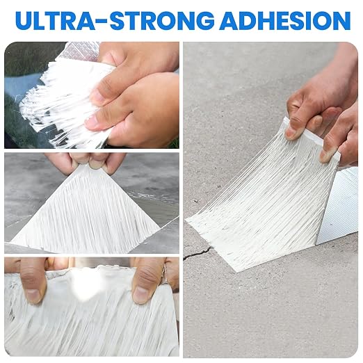 ADHES Butyl Tape Waterproof Tape Aluminum Foil Tape 8in x 16ft x 9 Rolls | Sealant Tape for RV Repair, Window, Boat and Pipe Sealing, Glass & EDPM Rubber Roof Patching(Model:RA100-1,Glue Color:White)