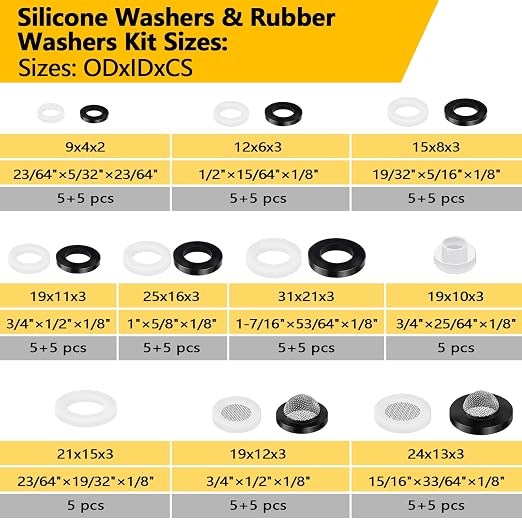 258 Pcs Hose Bib Repair Kit, Assorted Faucet and Plumbing Washers