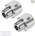 M METERXITY 2-Pack Garden Hose Adapter, Stainless Steel 1/2" NPT Female x 3/8" NPT Male Threaded Connector with Sealing Tape Garden Hose Convert Fitting for Pipe Fitting/Shower