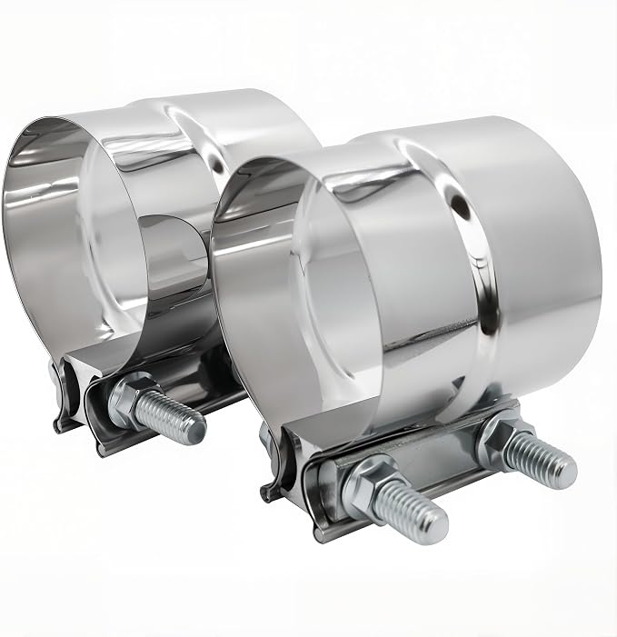 3 inch Exhaust Clamp, 304 Stainless Steel Lap Joint Band Clamps (2 Pack) | ROADFORMER 3 exhaust clamp for 3" OD to 3" ID Pipe, Muffler, Turbo Downpipe, Catalytic Converter Repair