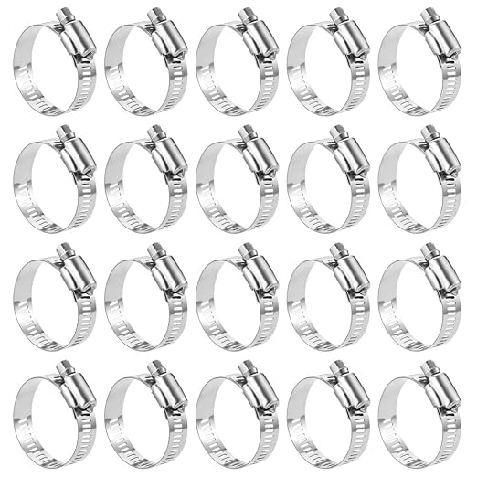 LOKMAN 20 Pack Stainless Steel Hose Clamp Adjustable 1-1/4'' - 2-1/4'' (33-57mm) Worm Gear Hose Clamp, Metal Fuel Line Pipe Clamp for Plumbing, Automotive And Mechanical Application