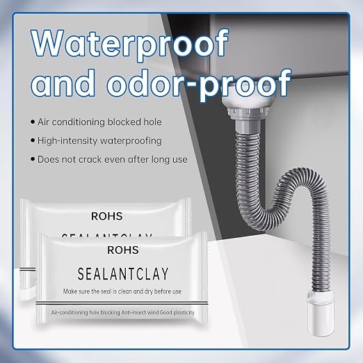 8 Pack Waterproof Duct Seal Sealing Putty for Drain & Wall Holes Qk Repair- | Zxfuture Mending Clay for AC Hole. Easy to Mold, Stays Soft. Ideal for Plumbing & HVAC (White)