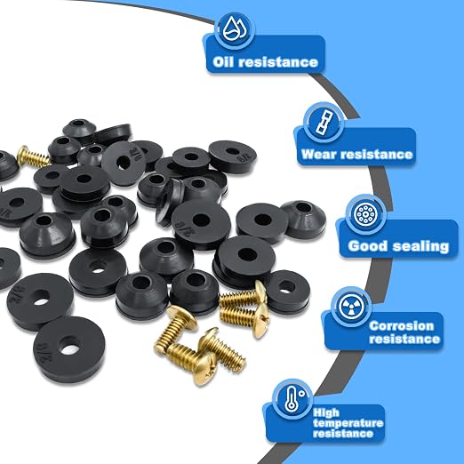 KEZE 96 PCS 10 Size Faucet Washers Assorted Kit and 1 oz 1-Pack Silicone Grease for DIY Outdoor Faucets Stem Leak Worn Out Seal Repair