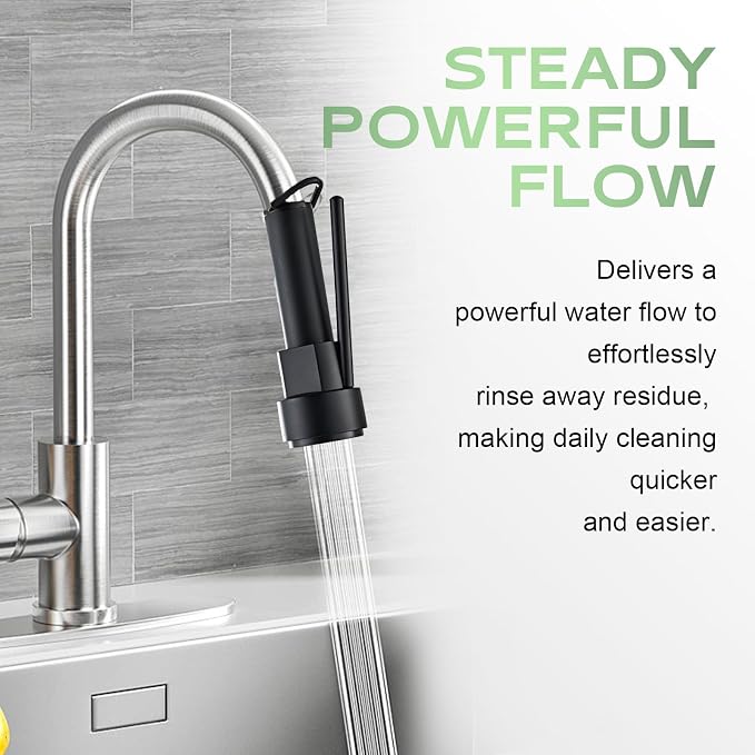 Pull Down Kitchen Faucet Replacement Head, 3-Mode Spray Head with Stream/Spray/Pause, High Pressure Anti-Clog Nozzle, Easy Installation, Universal Fit for Most Kitchen Faucets Matte Black
