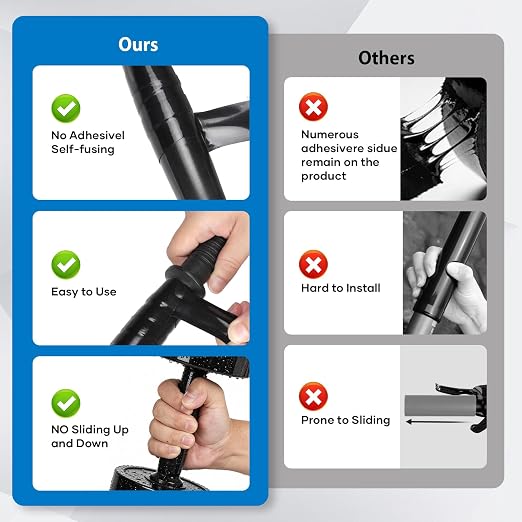 Black 12ft Self-Fusing Silicone Grip Tape | Non Slip Rubber Wrap Tape for Kayak Paddles, Pull Up Bar, Bike Handles, Gym Equipment, Fishing Rod, Tool Grips