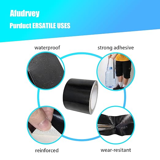 Fabric Repair Tape with Paper Backing, 3 Inch x 33 Feet, Black | Waterproof, for Fabric, Awning, RV Roof, Underbelly, Tarp, Tent,UVproof,Multipurpose Leather Patch Repair Kit