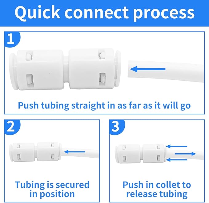 1/4" Quick Connect Push-to-Connect Water Line Fittings Kit for RO/DI Water Filter, Refrigerator, Ice Maker (Ball Valve + T + L + Y + I + Professional Tubing Cutter, 24 Pcs)