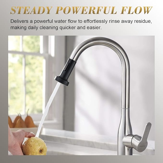 Kitchen Faucet Head Replacement, Pull Down Spray Head with 2 Spray Modes, High Pressure Faucet Sprayer, Universal Sink Spray Head Replacement (Matte Black)
