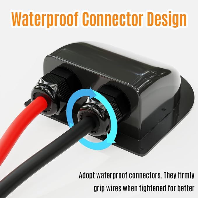 Solar Cable Entry Gland Waterproof PV Entry Gland Multiple Lengths with UV-Resistant PC Housing Includes Butyl Tape for RV Boat Roof Yacht Solar Systems(0.3FT Black)