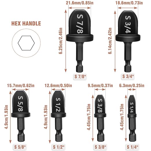 WADEO Copper Pipe Cutter Expander Drill Bit Tools Set, Swaging HVAC Deburring Kit for Copper, Air Conditioner Repairing Swage Tool