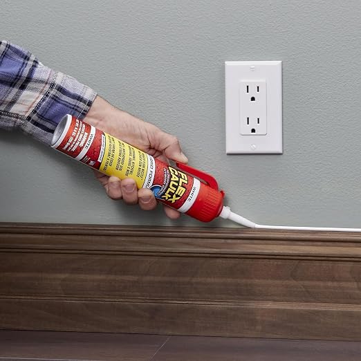 Flex Caulk, Waterproof & Weatherproof Hybrid Polymer Sealant, Strong, Paintable, Indoor, Outdoor, Bath, Shower, Sink, Window, Baseboards, Door, RV, Roof, Wood, Auto & Marine, White, 9 oz, 1-Pack