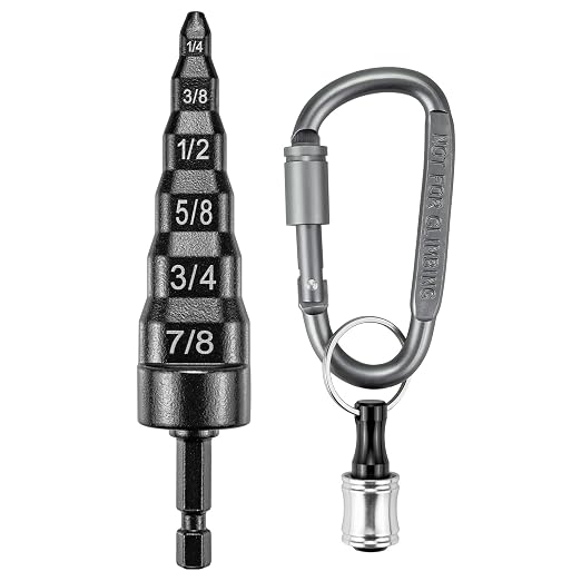 6-in-1 Copper Swedge Tool HVAC, Black Soft Tube Expander, Carbon Steel, Bit Holder, No.8 Flat Carabiner, Swaging Tool Set for Drill, Swage Repair Kit for 1/4 3/8 1/2 5/8 3/4 7/8 Pipe