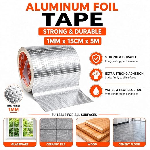 Butyl Tape Waterproof Butyl Sealant Tape Aluminum Foil Duct Tape Heavy Duty RV Roof Repair Sealant TapeCamper Weatherproof Boat Pipe Sealing Leak Deck Joist Tape UV-Resistant
