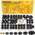 114-Piece 12 Sizes Faucet Washers Assorted Kit - Outdoor Spigot Repair Kit for Hose Bib, Water Valve - Flat & Beveled Faucet Rubber Washer Assortment, Brass Bibb Screws