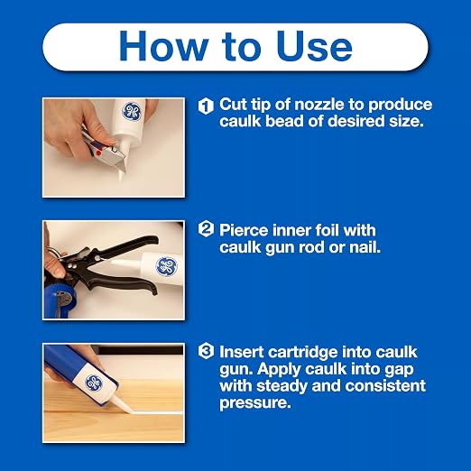 GE Advanced Silicone Caulk for Kitchen & Bathroom, Clear, 10 fl oz Cartridge, 1 Pack - 100% Waterproof Silicone Sealant, 5X Stronger Adhesion, Shrink & Crack Proof