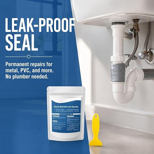2-Pack Steel-Reinforced Epoxy Putty, Multi-Surface Crack/Hole Filler | For Filling Cracks, Holes, Repairing Pipes & Railings