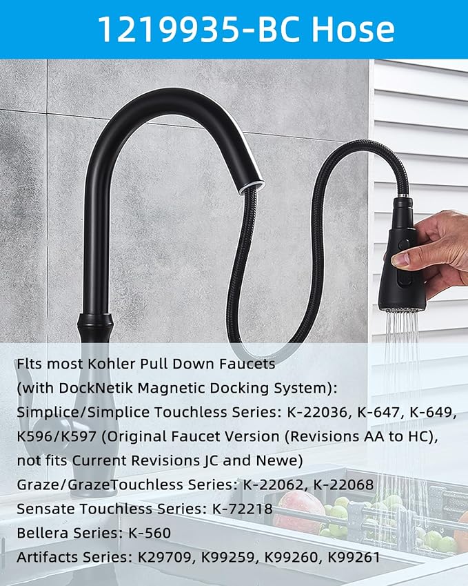 K-1219935-BC Hose Kit Compatible with Kohler Pull Down Kitchen Faucet