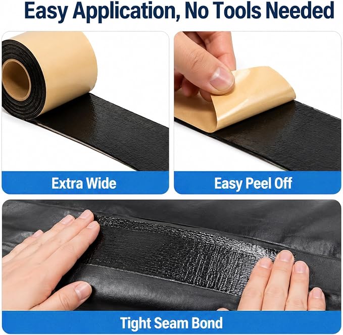 2pack Pond Liner Seam Tape, Total 3IN X 40FT Double Sided Butyl Rubber for EPDM Liners, Waterproof Tape Repair Patch for Ponds, Heavy Duty Leak Repair Seal Patch for Pond Liner Repair