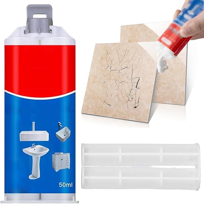 Cracked Porcelain Sink Repair Kit, Waterproof & Long-Lasting Ceramic Tile Repair Kit, Multifunctional & Easy to Operate Home Essentials for Cracks, Holes, Chips, Scratches, Dents