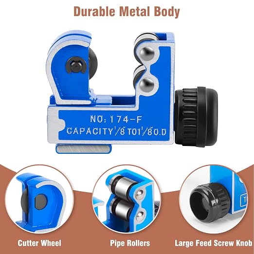WADEO Copper Pipe Cutter Expander Drill Bit Tools Set, Swaging HVAC Deburring Kit for Copper, Air Conditioner Repairing Swage Tool