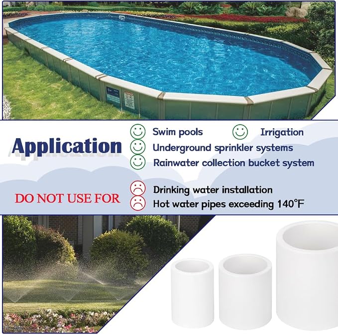 12PCS 1/2 Inch White PVC Pipe Coupling Adapter Pipe Fittings Slip Socket Connectors for Sprinkler, Drip Irrigation System, Pipes Extension HE050-1/2