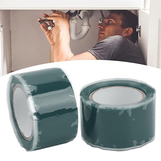 Pissente Self Fusing Silicone Tapes, 2 Rolls 1.5m / 4.9ft Insulation Adhesive Tape Water Hose Leak Tape Replacement for Plumbing Repairs Water Pipe Hose Repairing (Green)