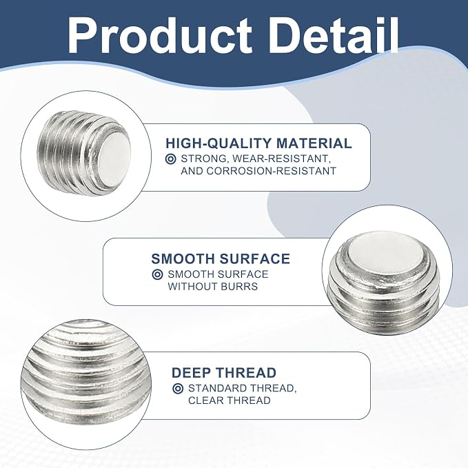 PATIKIL 1/4" NPT Male Internal Hex Pipe Fitting, 6 Pcs 304 Stainless Steel Pipe Plug Fitting Assortment Kit Countersunk Thread Head Socket Pipe Plug Fitting Adapter with Tape, Silver