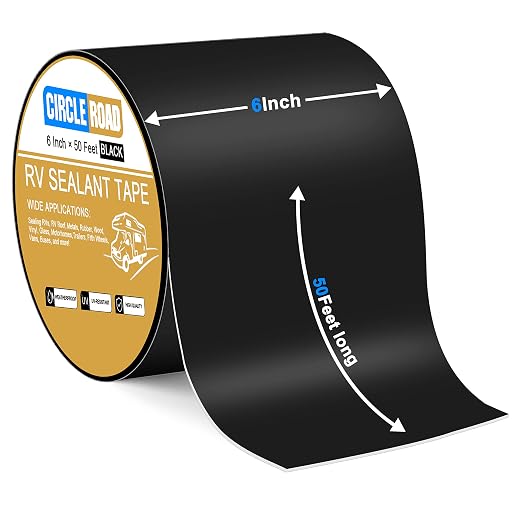 Butyl Sealant Waterproof Tape, RV Roof Repair Tape Black 6 Inch X 50 Feet | RV Sealant Tape, Stop Camper Roof Leaks, UV-Resistant, Weatherproof and Reliable (6In-50FT Black)