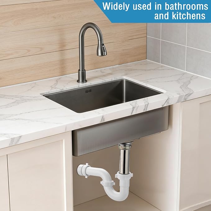 (1 Pack) eflyefly 1-1/2 inch Kitchen Sink Drain Kit with P Trap