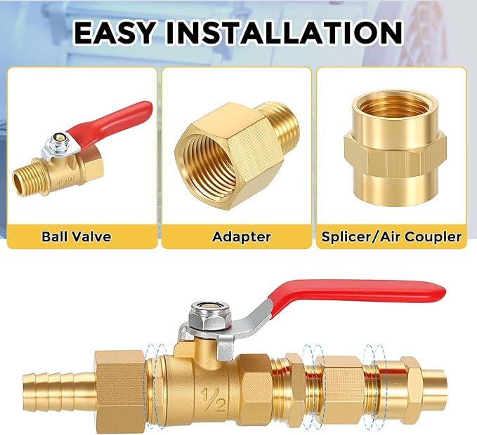 Pack of 2,3/8" NPT FeMale to 1/4" NPT Male Solid Brass Pipe Fittings | Thread Adapter W/ Sealing Tape, Brass Pipe Extension Connectors for Bathroom Remodeling, Tool Extensions