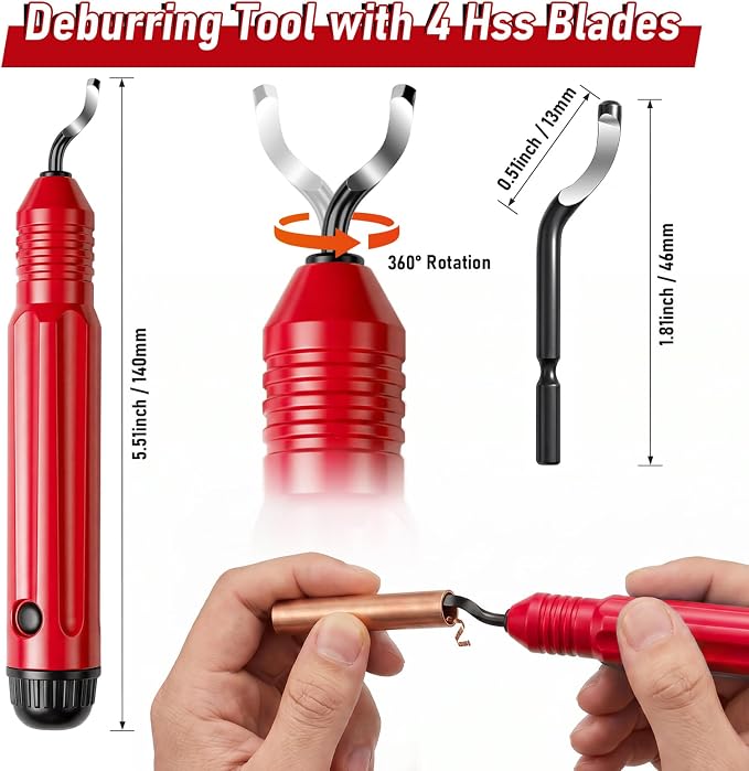 17Pcs Ratcheting Pipe Cutter Tool Kit, Heavy-Duty Copper & PVC Pipe Cutter, Tubing Cutter 1/4" to 1-1/8", Close Quarters Tube Compact Cutter with Deburring Tools and Bag for Plumbing Repair