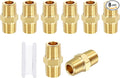 8 Pack Brass Pipe Fittings, 1/8" Male NPT to 1/8" Male NPT | Brass Hex Nipple W/ Sealing Tape, Male Pipe Adapter Reducer for Air, Oil, LP