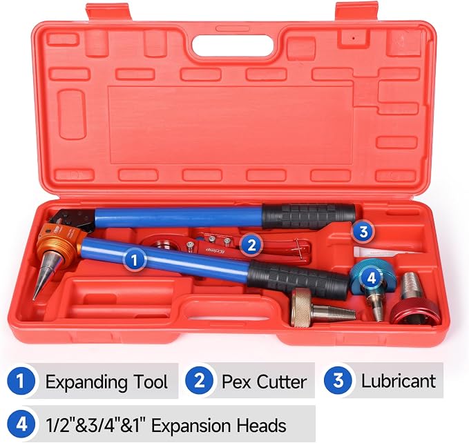 iCrimp PEX A Expansion Tool Kit, Extendable Handle, 1/2"-1", F1960/ProPEX | PEX A expansion tool kit with extendable handles, 1/2", 3/4" and 1" heads, cutter and lubricant.