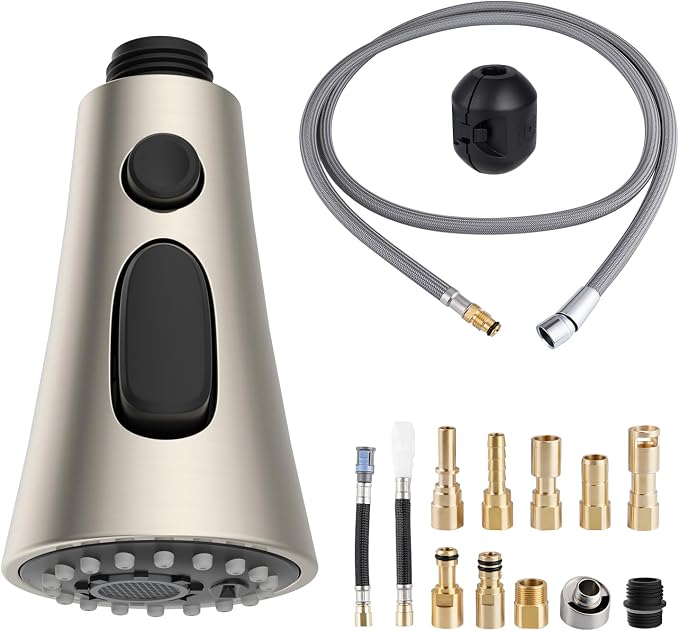 3-Modes Kitchen Faucet Head, 67" Hose, 14.1oz Weight Ball, Brushed Nickel