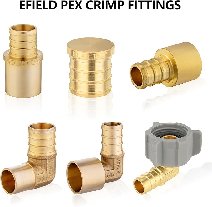 (Pack of 10) EFIELD Pex Crimp 3/4" Pex X 3/4" Female NPT Swivel Elbow Adapter Brass Fittings,(PEX1807211)