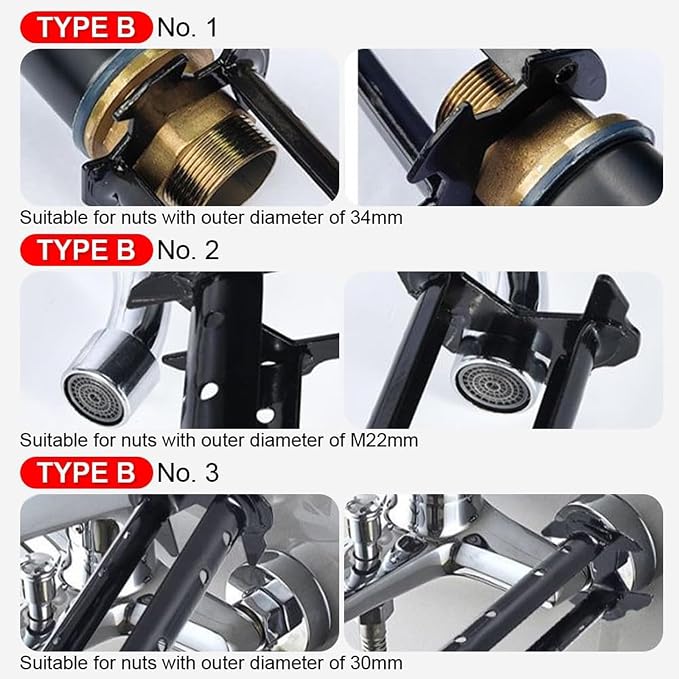 2 Pcs Multifunctional Sink Wrench Tool, 2026 New Under Sink Wrench Faucet Tool, Plumbing Tools for Tight Spaces Kitchen Bathroom Home, Portable Installation Tools for Homeowners (1 Set)